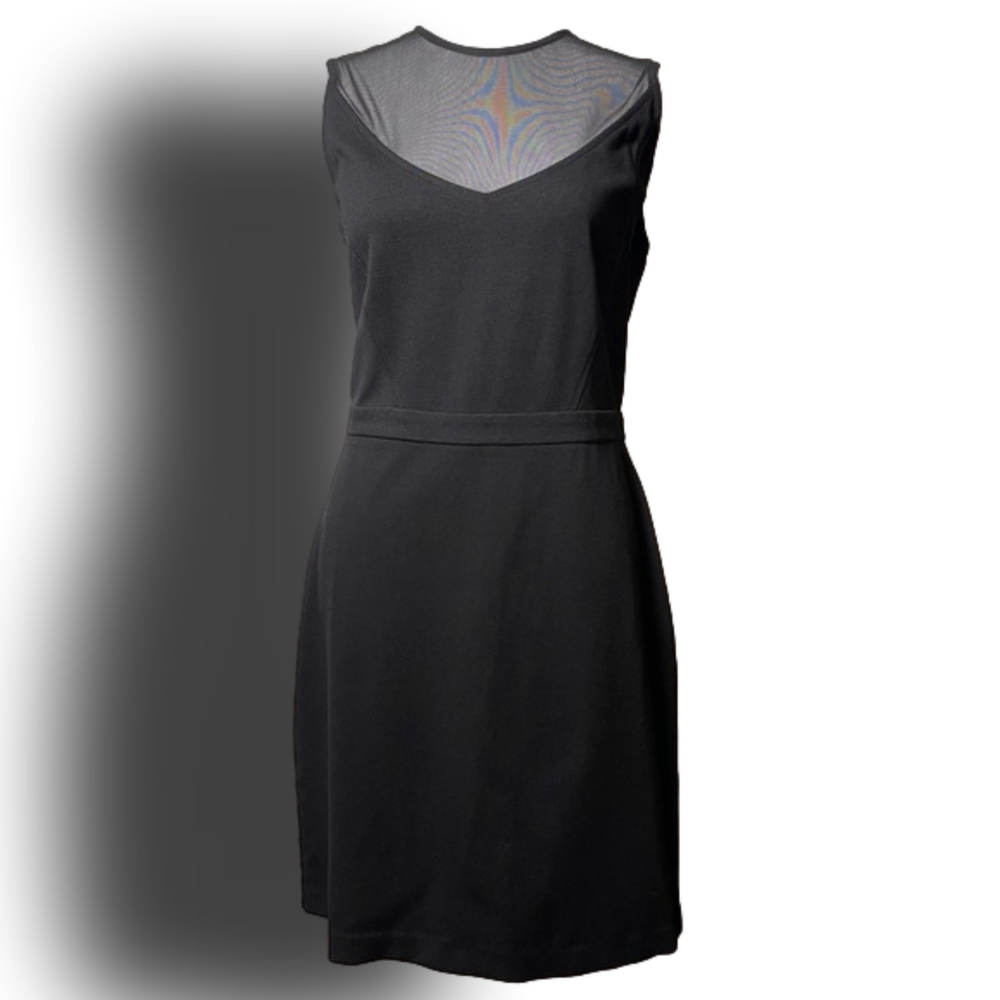 Boston Proper Black Sheath Midi Dress V-Neck
